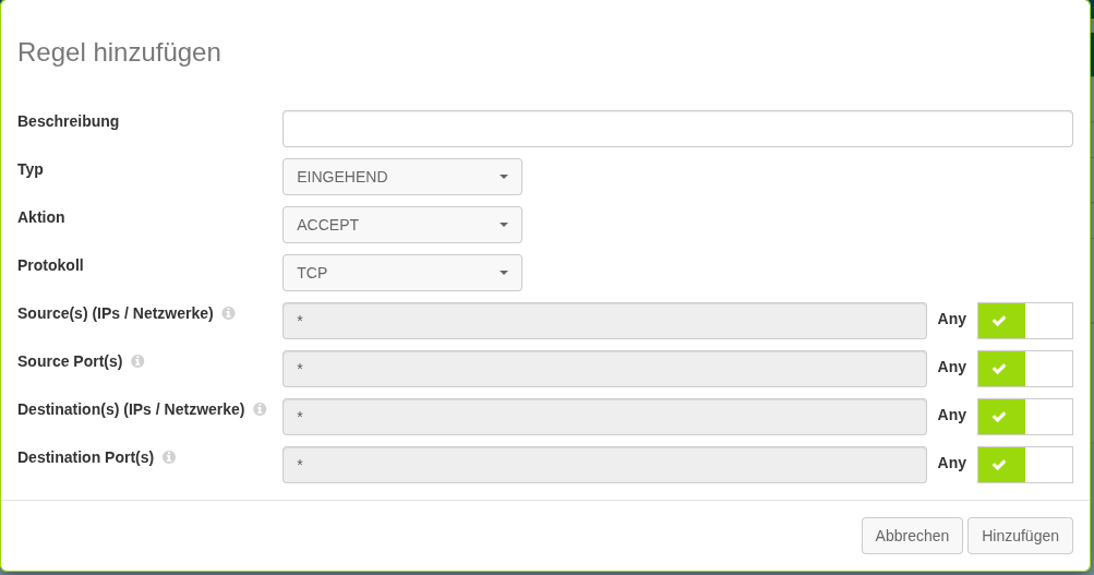 Screenshot: Policy erstellen